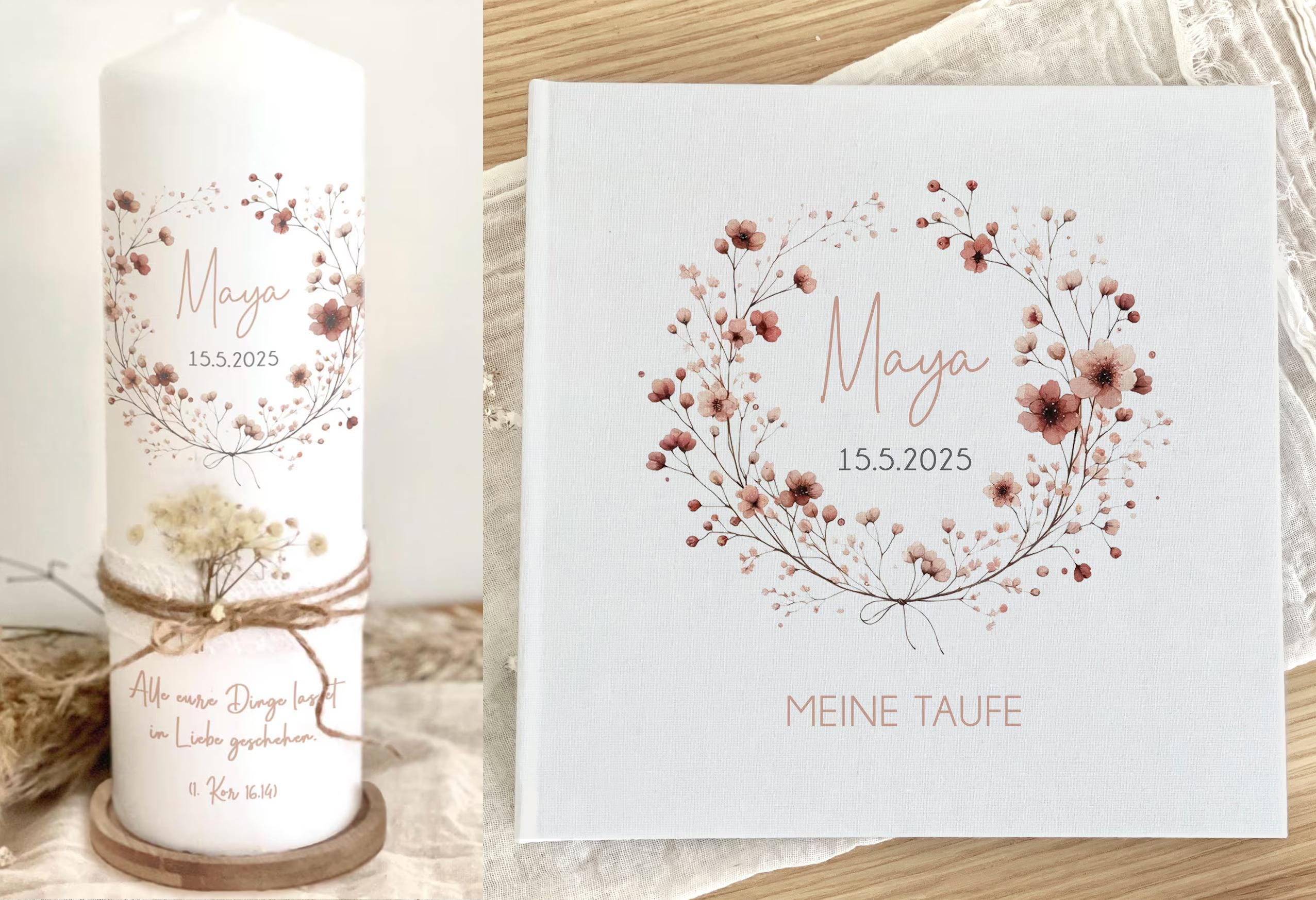 Maya_Taufkerze_mit_Gästebuch #v-kerze-teller