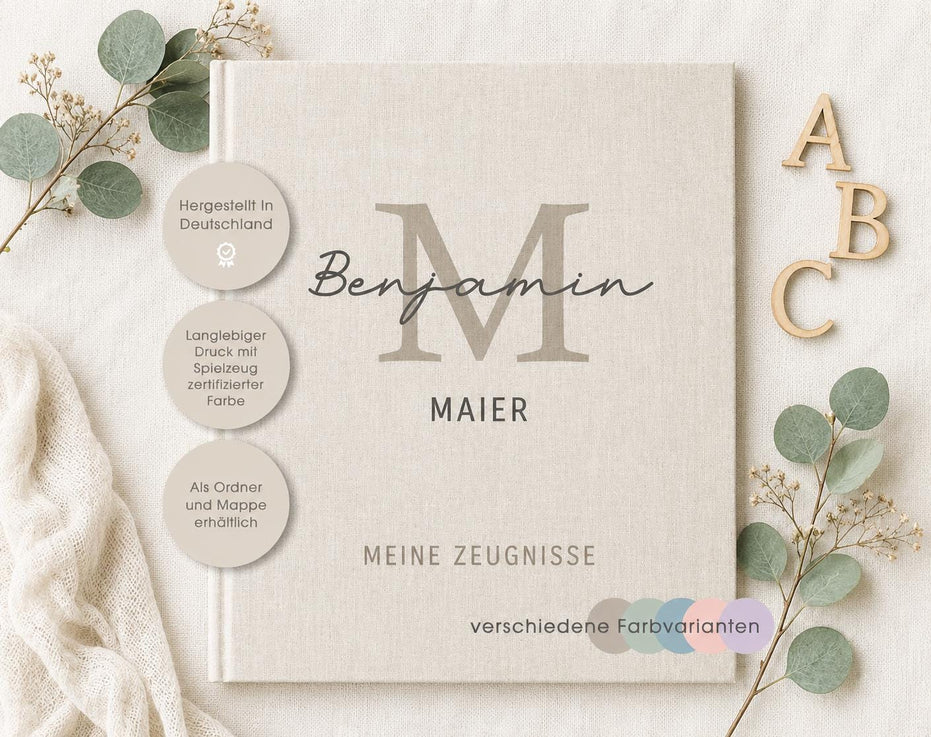 Zeugnisordner Ben mit Monogramm