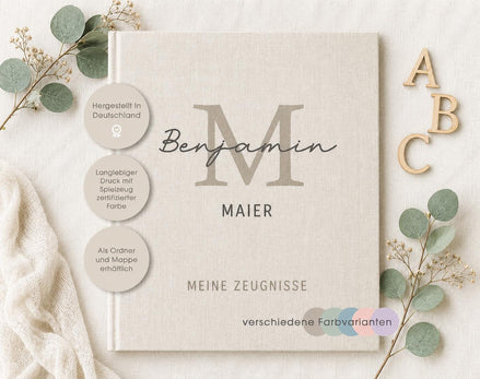 Zeugnisordner Ben mit Monogramm
