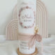 Taufkerze Emma mit Blumenkranz, Taube und Kreuz – Beige