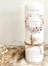 Taufkerze Luise mit Trockenblumen – Beige