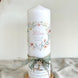 Taufkerze Helen mit Blumenkranz – Kerze mit Schleife und Holzanhänger